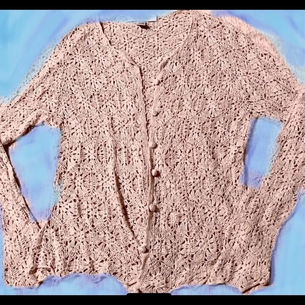 Valerie Stevens- pure linen natural color boho weave sweater Small - Picture 1 of 13